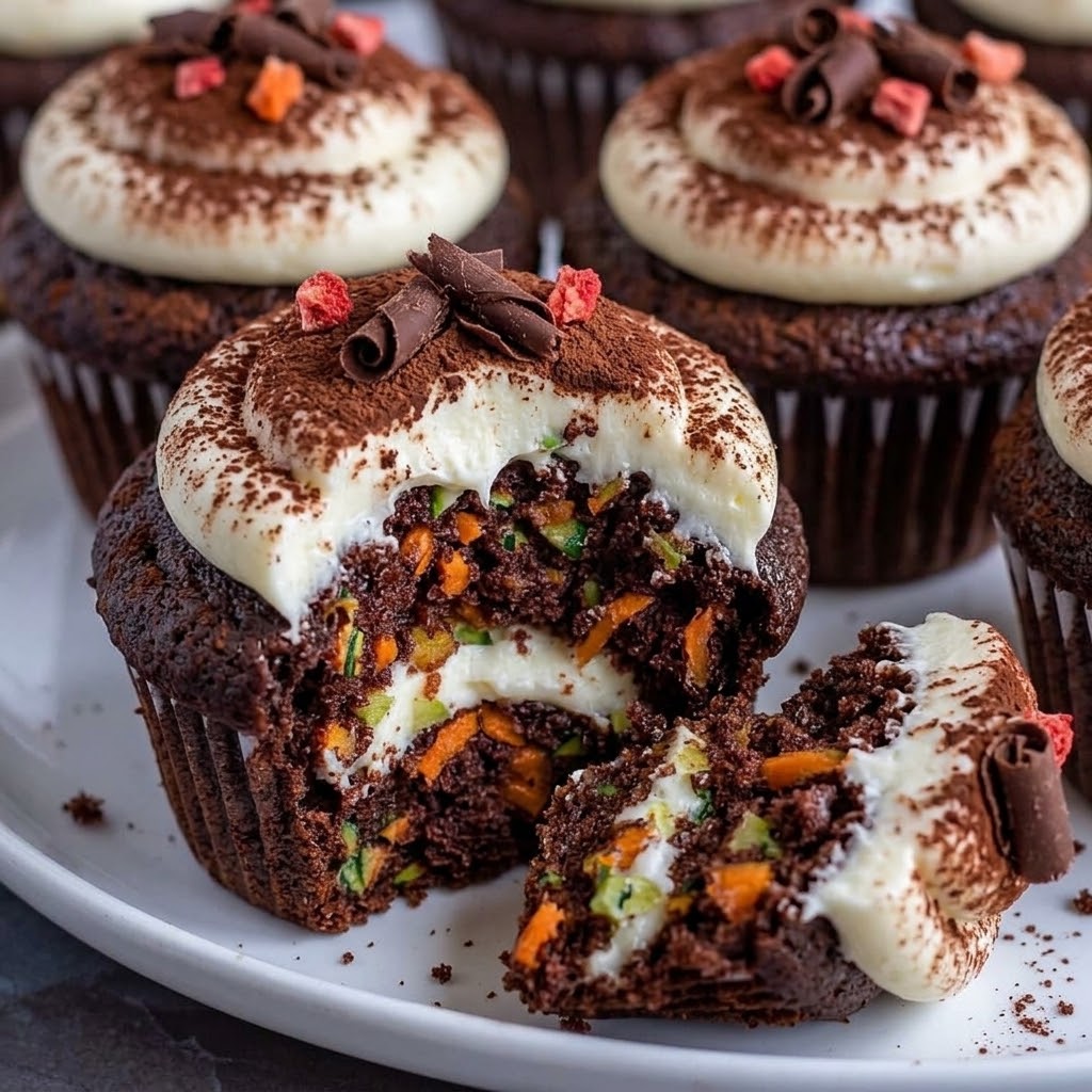 Carrot Apple Zucchini Muffins with Cream Cheese Frosting 🥕🍎🧁