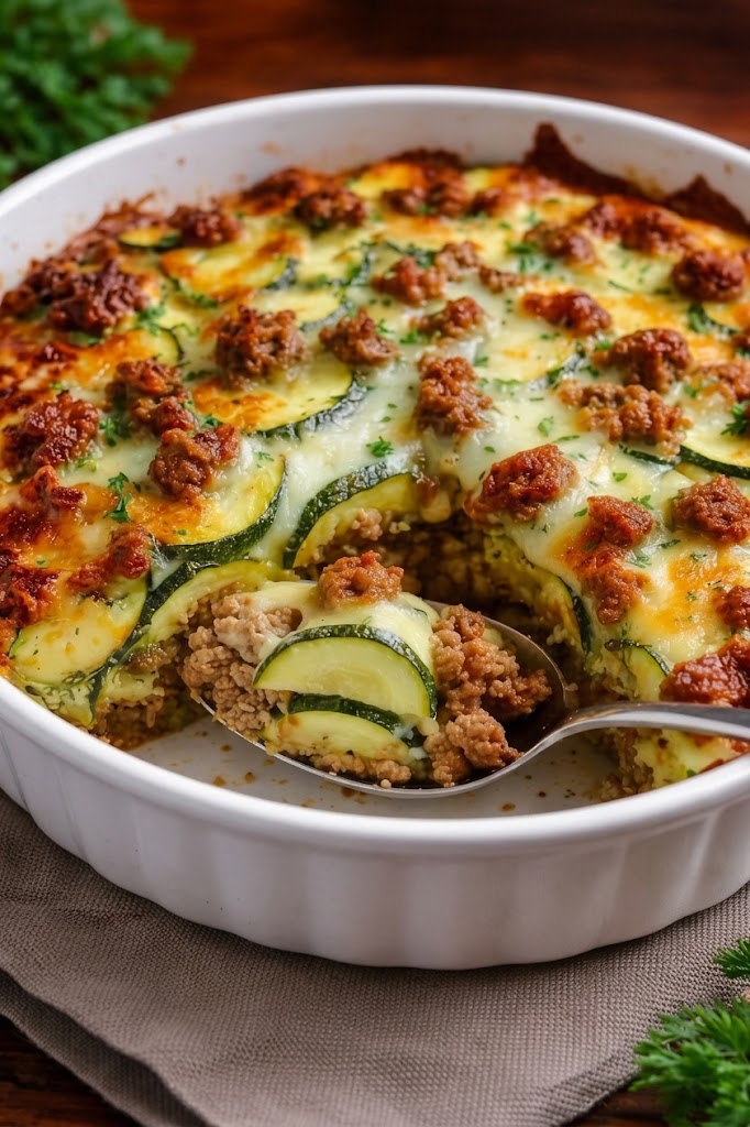 High-Protein Loaded Zucchini Bake (Low Carb)