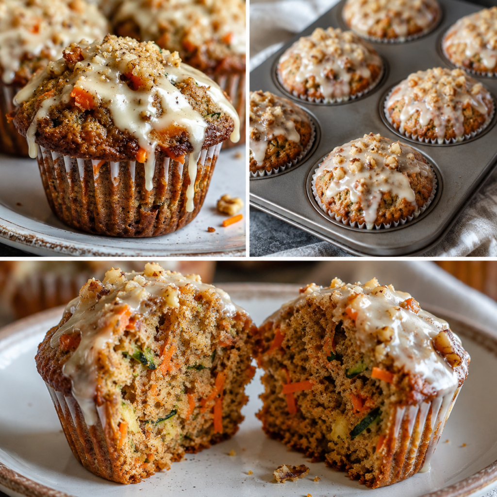Glazed Carrot-Zucchini Muffin Triptych