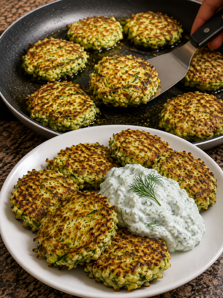 Mediterranean Fritters with Tzatziki