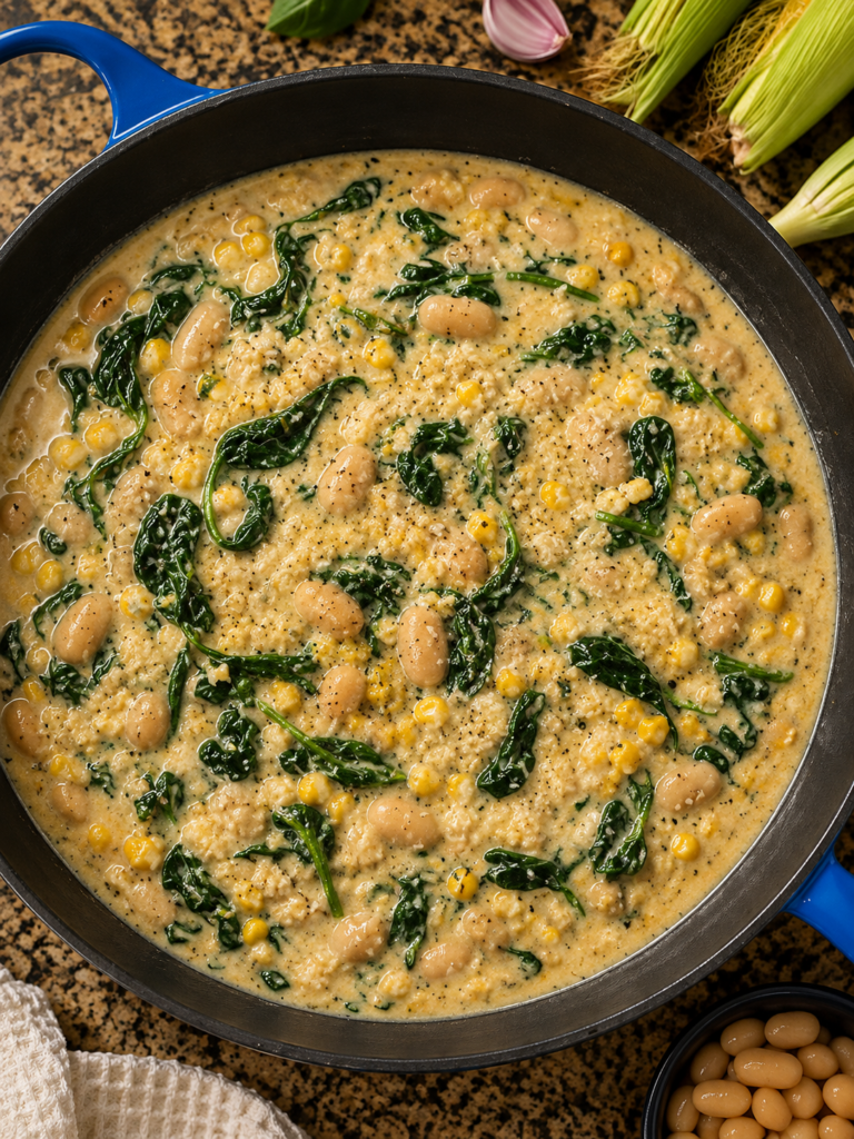 Vegan Tender Butter Beans Simmered in a Creamy Florentine Sauce