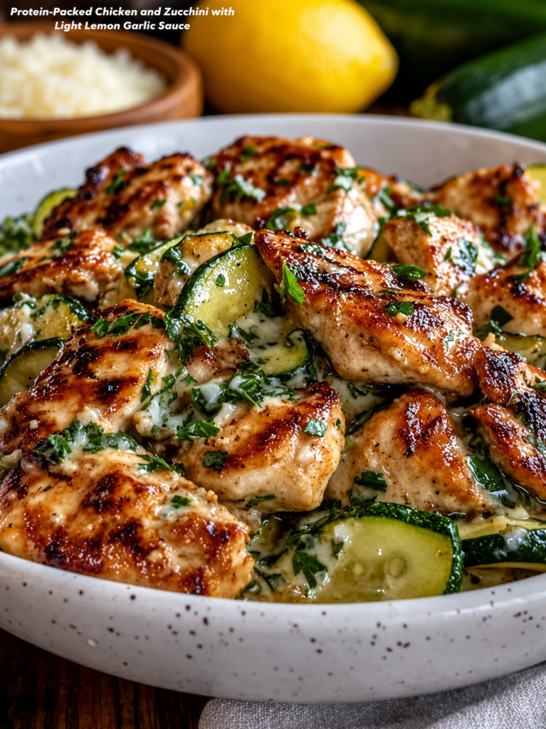 Chicken & Zucchini with Lemon Garlic Sauce