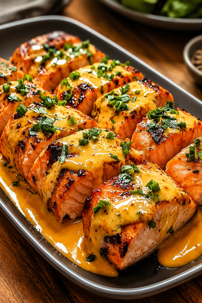 Grilled Salmon with Creamy Herb Sauce