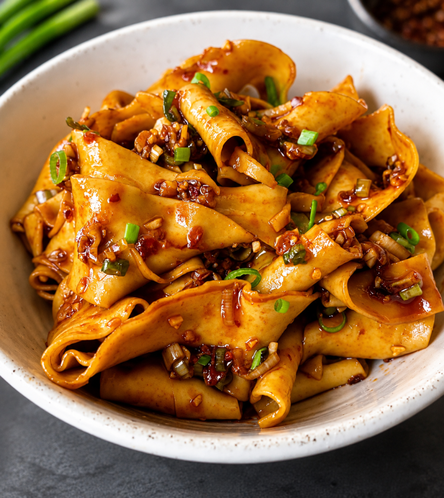 Glossy Chili Oil Ribbon Noodles