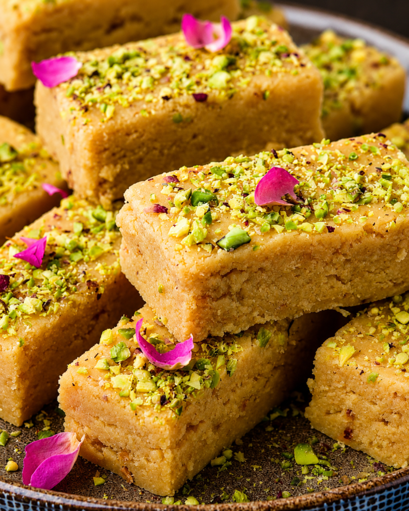 Pistachio and Rose Fudge Bars