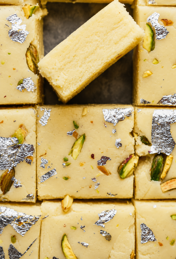Silver-Leaf Burfi Grid with Pistachios