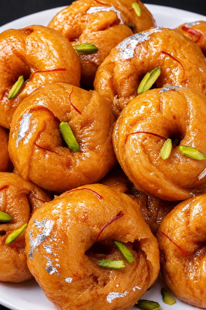 Vegan Glazed Saffron Pistachio Mithai Rings