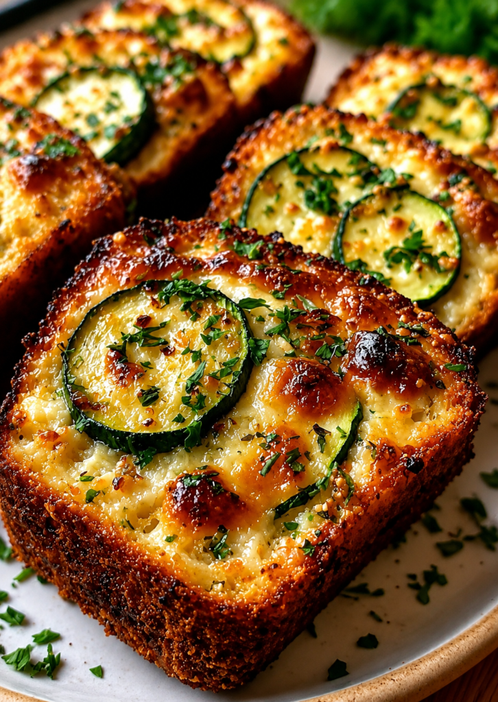 Vegan Golden Zucchini Cheese Toasts
