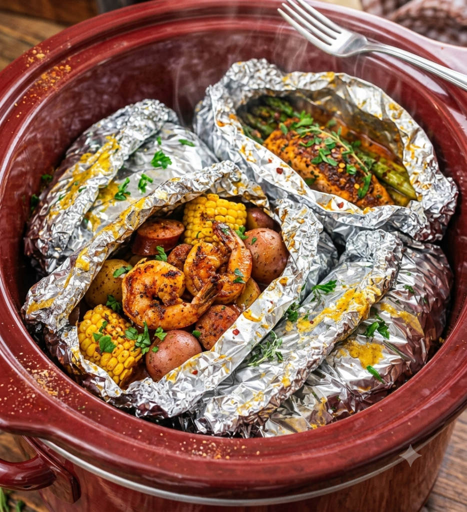 Slow Cooker Cajun Foil Packets