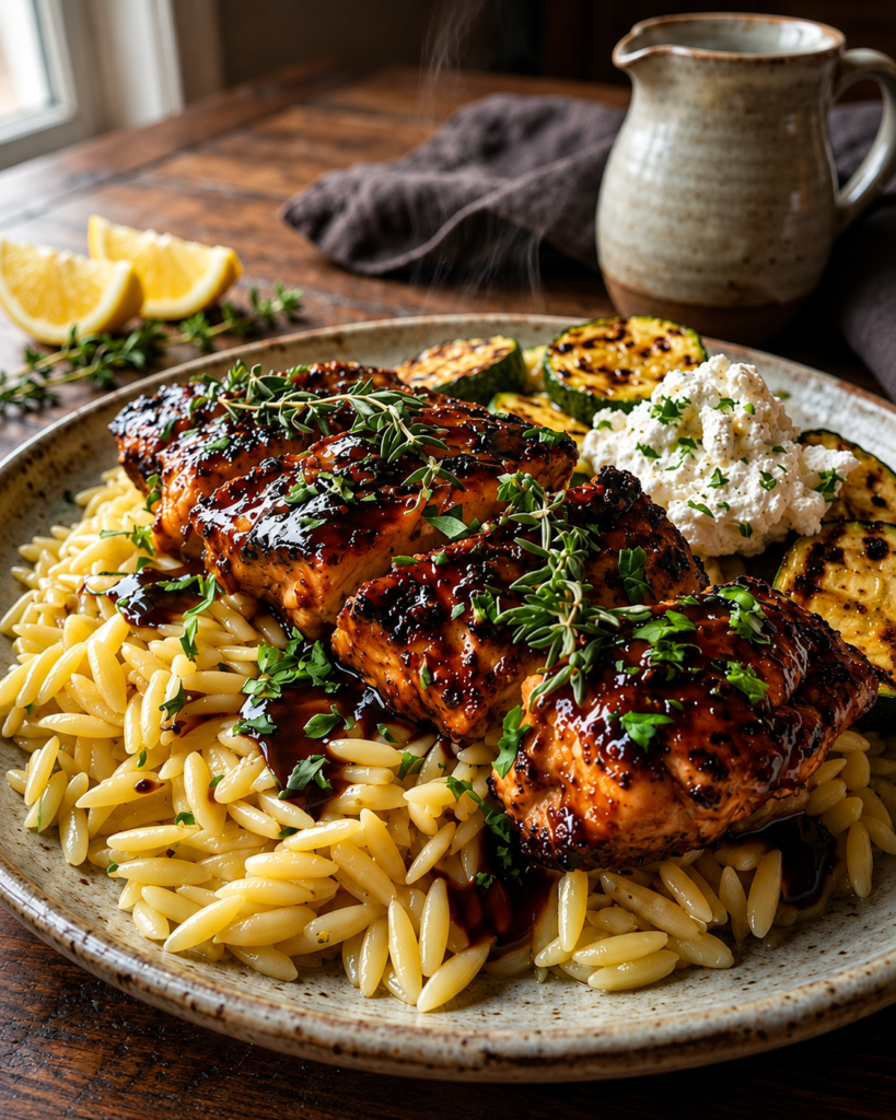 Balsamic Chicken & Creamy Orzo ❤️