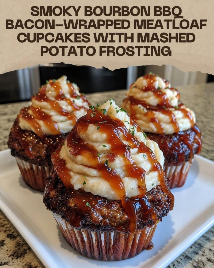 Air Fryer Smoky Bourbon BBQ Bacon-Wrapped Meatloaf Cupcakes