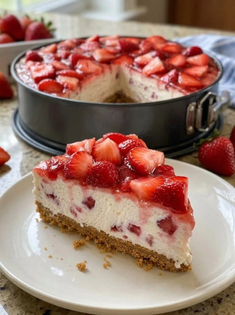 Diabetic No-Bake Sugar-Free Strawberry Cheesecake