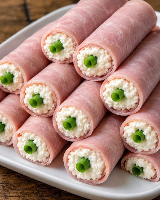 Creamy Ham and Cheese Roll-Ups with Green Onion
