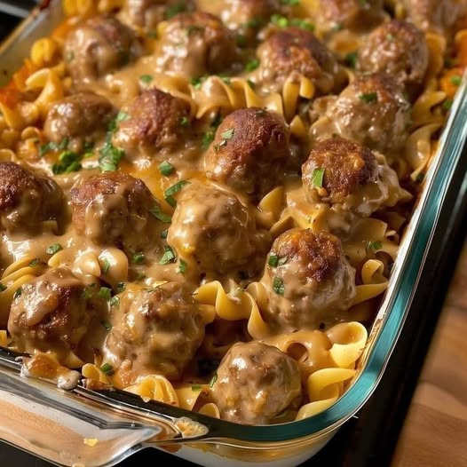 Swedish Meatballs and Noodles in Air Fryer (Easy Comfort Dinner)