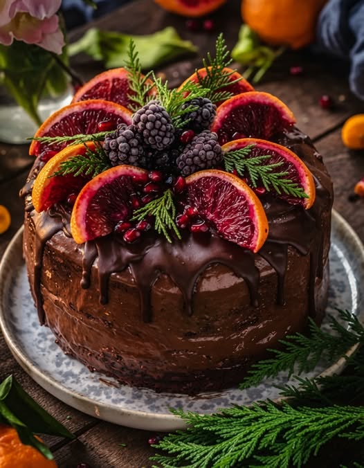 Vegan Blood Orange Chocolate Cake