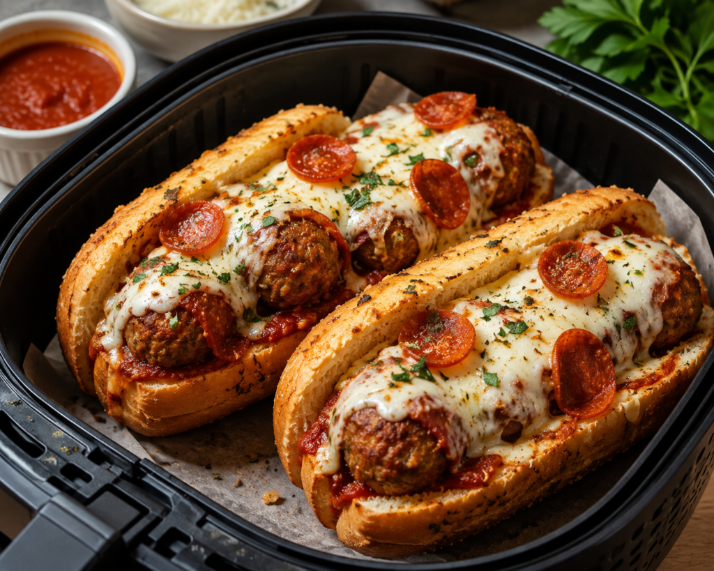 Air Fryer Pizza Meatball Subs