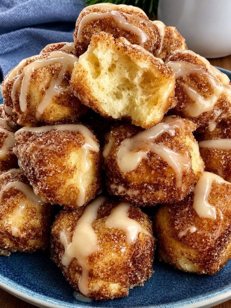 Air Fryer Cinnamon Sugar Glazed Donut Bites