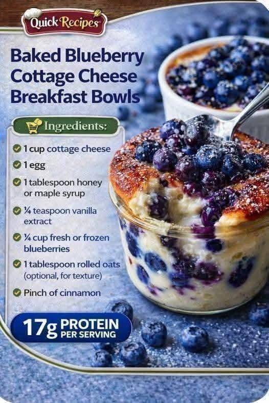 Baked Blueberry Cottage Cheese Breakfast Bowls