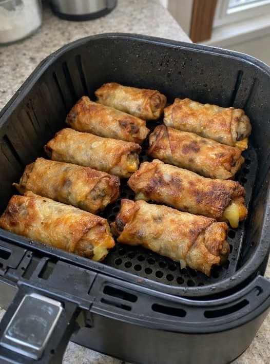 5-Ingredient Air Fryer Cheeseburger Egg Rolls 🍔✨