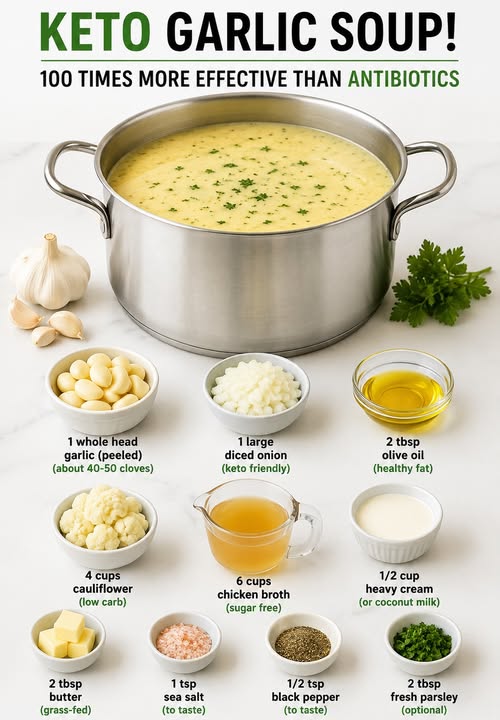 Keto Garlic Soup π§π₯£ (Creamy Low-Carb & High-Protein)
