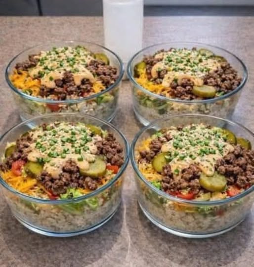 Big Mac Cheeseburger Protein Bowl 🍔🔥 (45g Protein, Around 350 Calories)