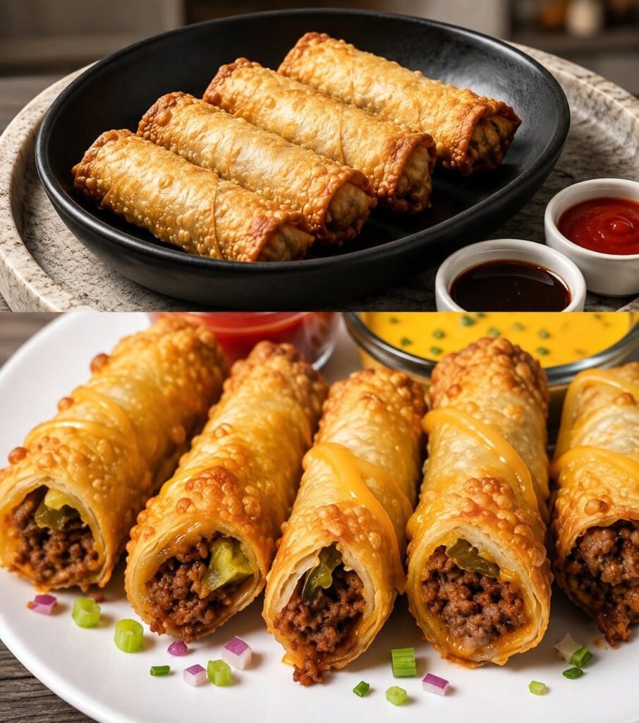 Air Fryer Cheeseburger Egg Rolls (Healthy)