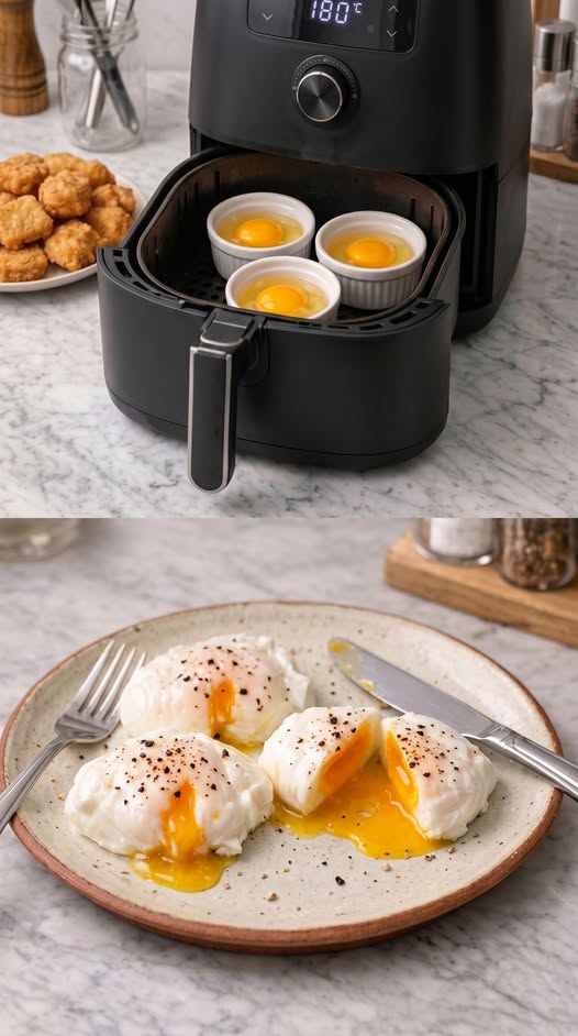 Air fryer poached eggs