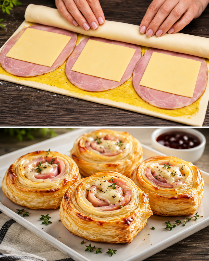 🥐 Air Fryer Ham & Cheese Puff Pastry