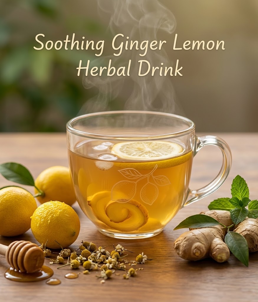 Soothing Ginger Lemon Herbal Drink 🍋🫚