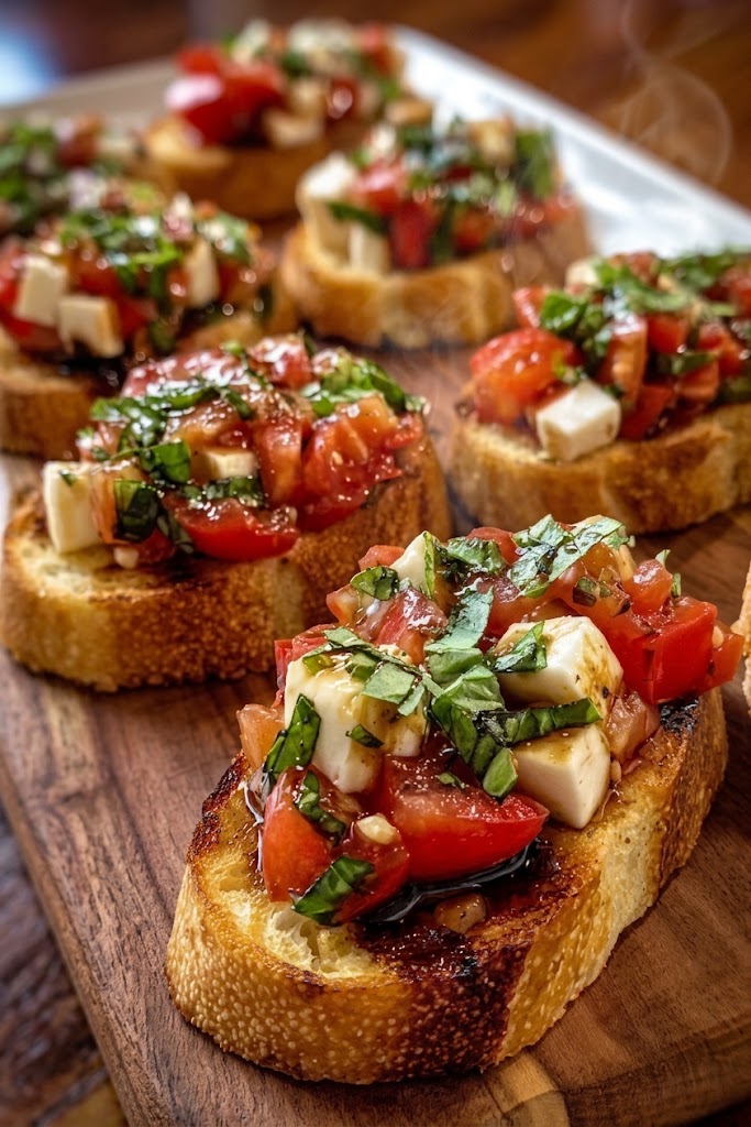 Tomato Basil Bruschetta with Mozzarella
