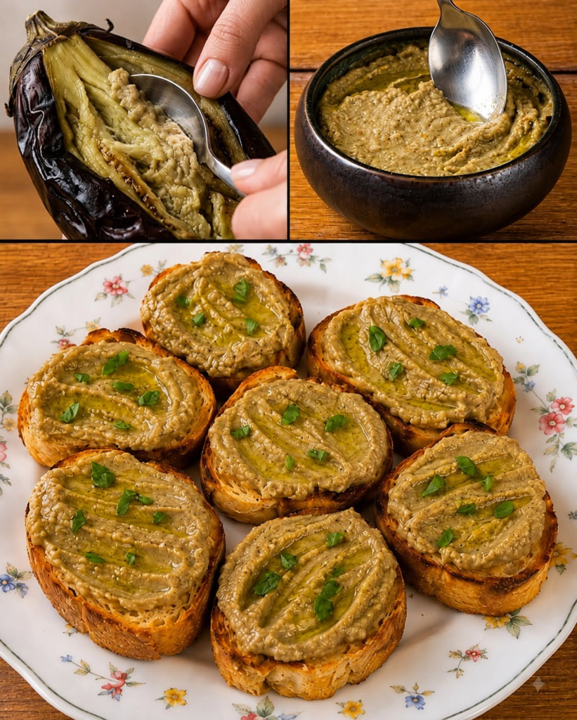 🍆 Roasted Eggplant Dip Crostini