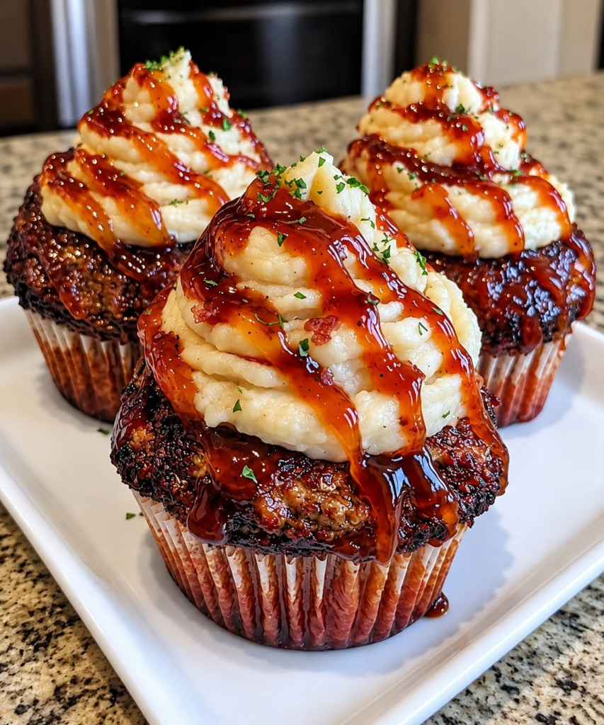 🧁 Savory Meatloaf Cupcakes with Mashed Potato Frosting