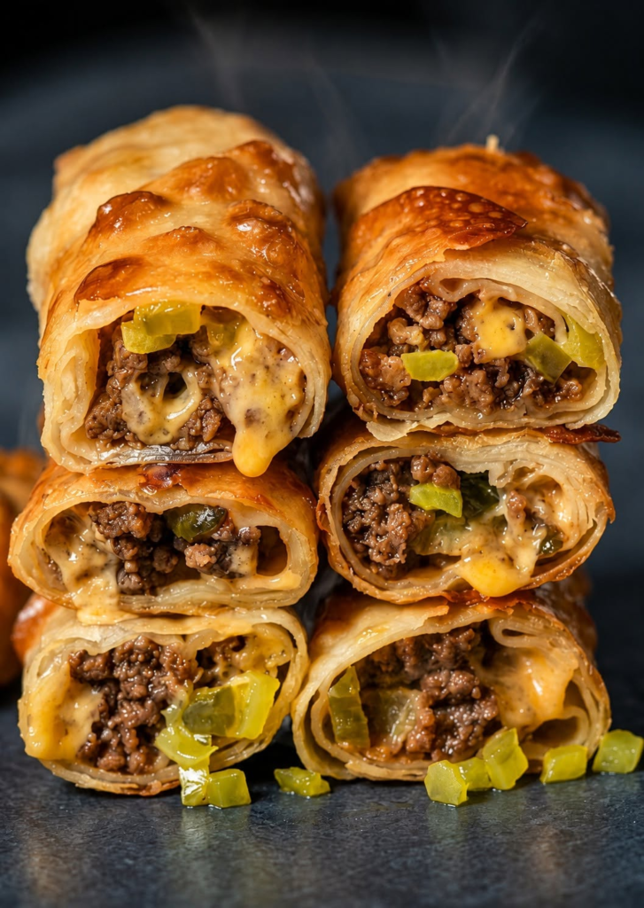 🧀 Crispy Cheeseburger Egg Rolls