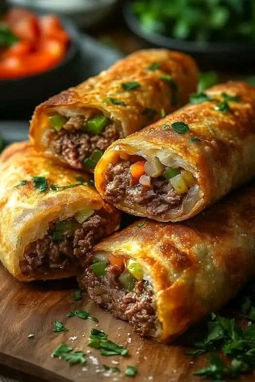 High-Protein Crispy Beef Veggie Rolls