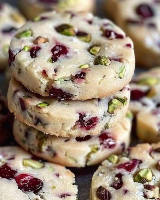 High-Protein Cranberry Pistachio Shortbread Cookies 🍪