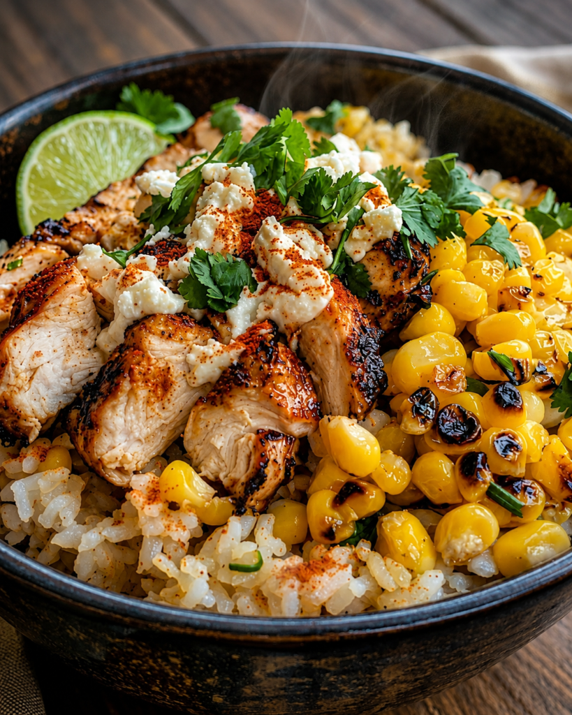 Street Corn Chicken Rice Bowl