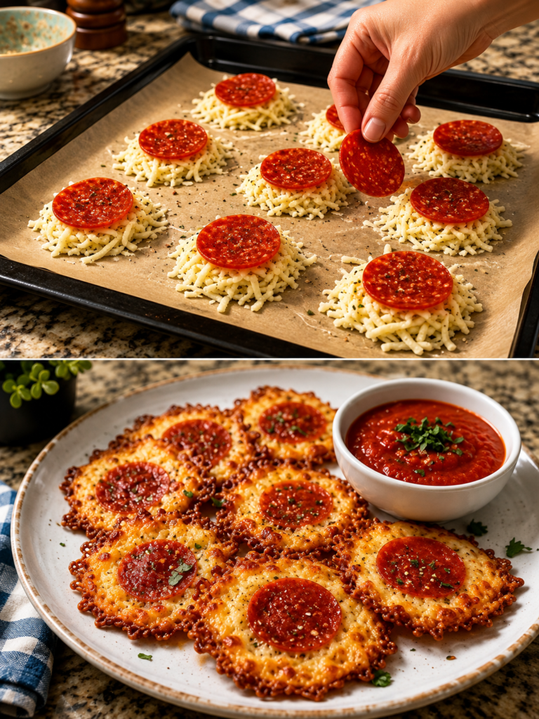 🧀🍕 Crispy Pepperoni Pizza Cheese Crisp