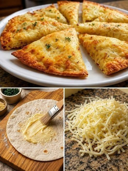 🧀🧄 Crispy Garlic Butter Tortilla Cheese Wedges