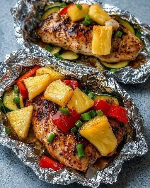 🍍 Hawaiian Pineapple Chicken Foil Packets