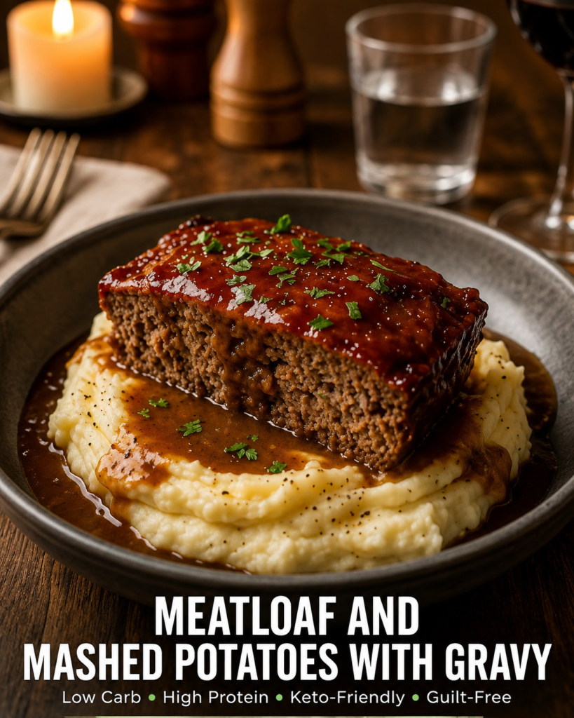classic Meatloaf with Mashed Potatoes and Gravy