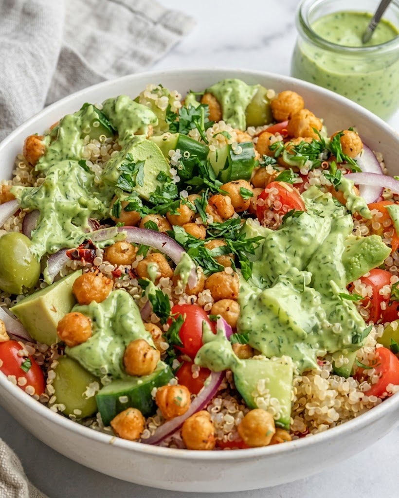 Quinoa Salad with Avocado Dill Dressing
