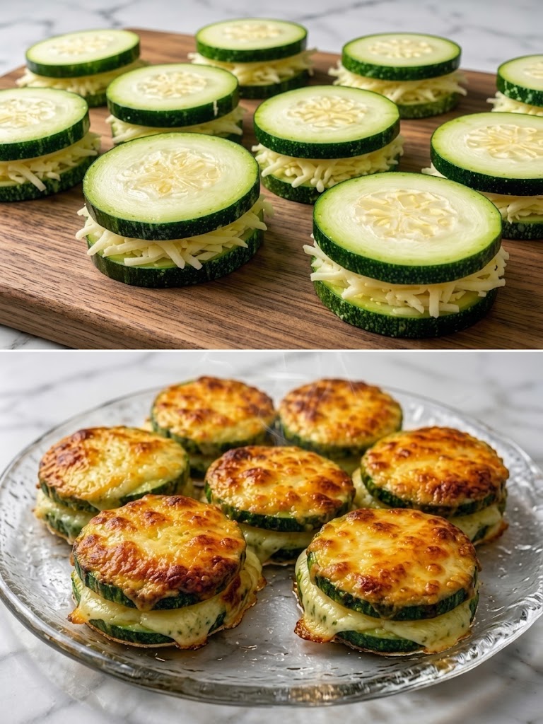 Ultra Low Carb Cheesy Zucchini Stacks