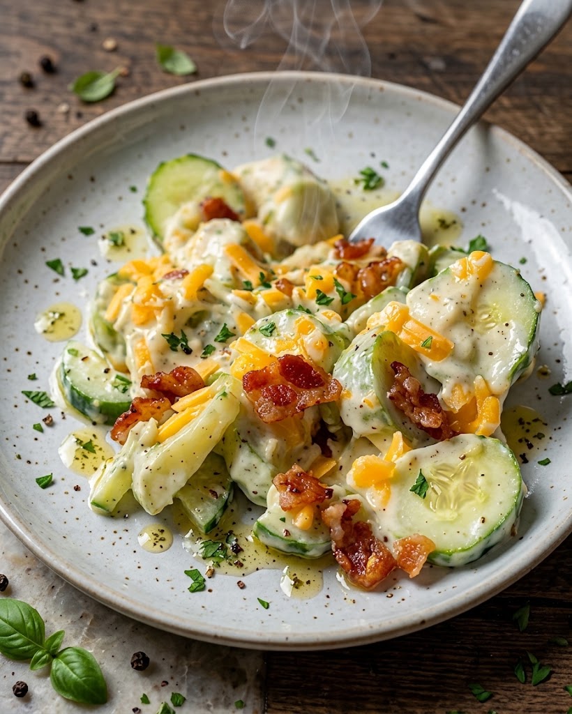High-Protein Creamy Cucumber Bacon Salad