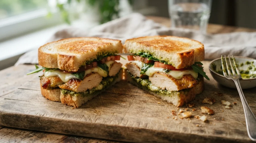 Air Fryer Chicken Pesto Sandwiches with Cooked Chicken