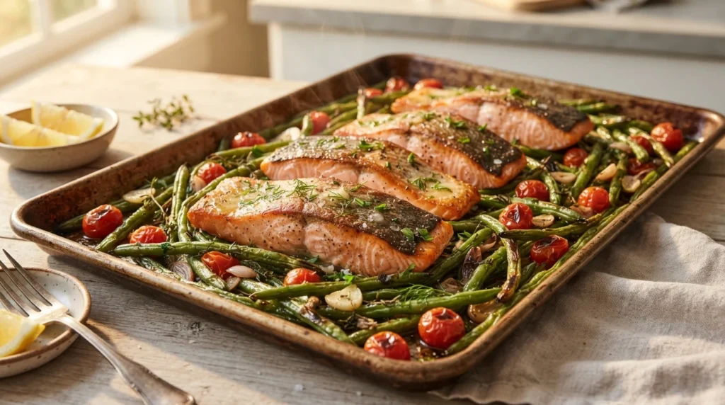 Keto Sheet-Pan Salmon with Green Beans