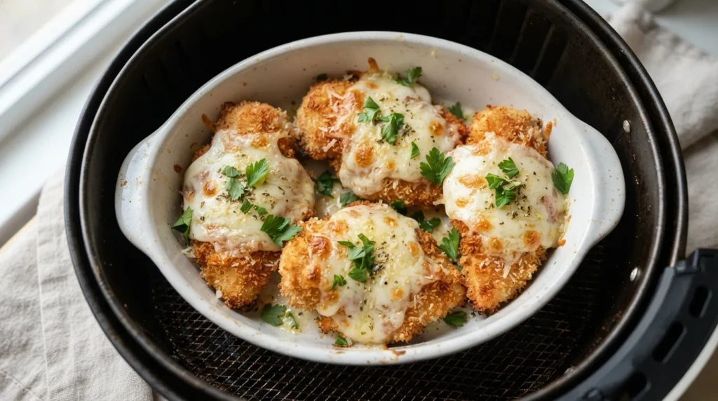 Air Fryer Parmesan Chicken Cutlets Without Burning the Cheese