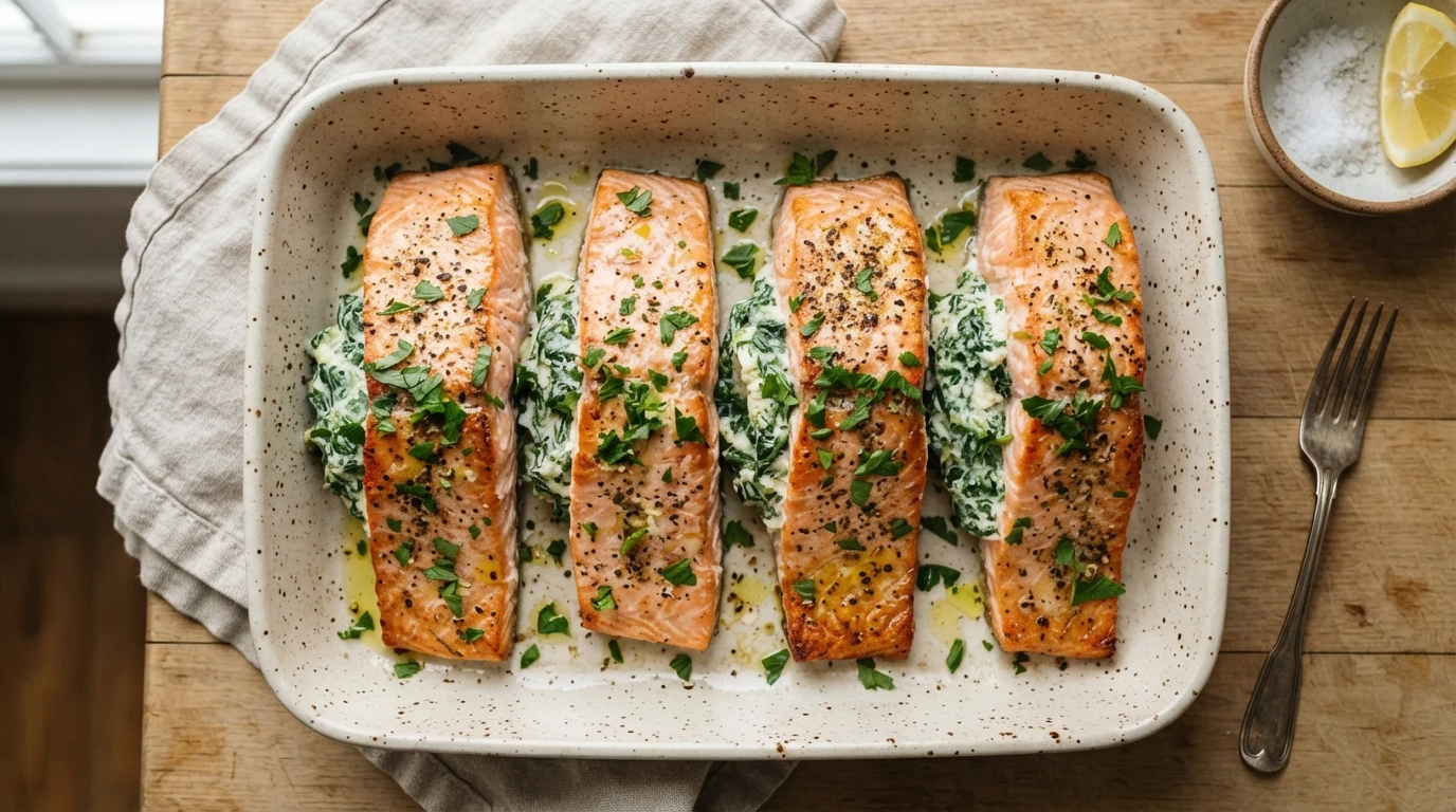 Keto Salmon Stuffed with Spinach and Cream Cheese