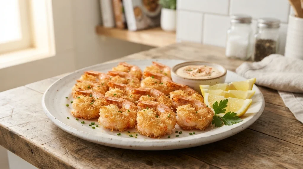 Crispy Air Fryer Panko Shrimp with Light Oil Spray