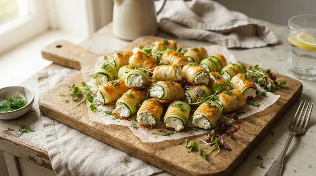 Keto Cucumber Sandwich Bites: Crispy, Herbed Cream Cheese Rolls