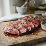 Air Fryer Flat Iron Steak Sliced Across the Grain
